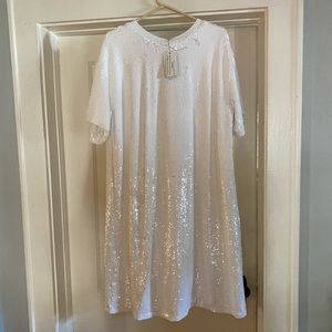 Eloqui white sequins shift dress never worn w/tags